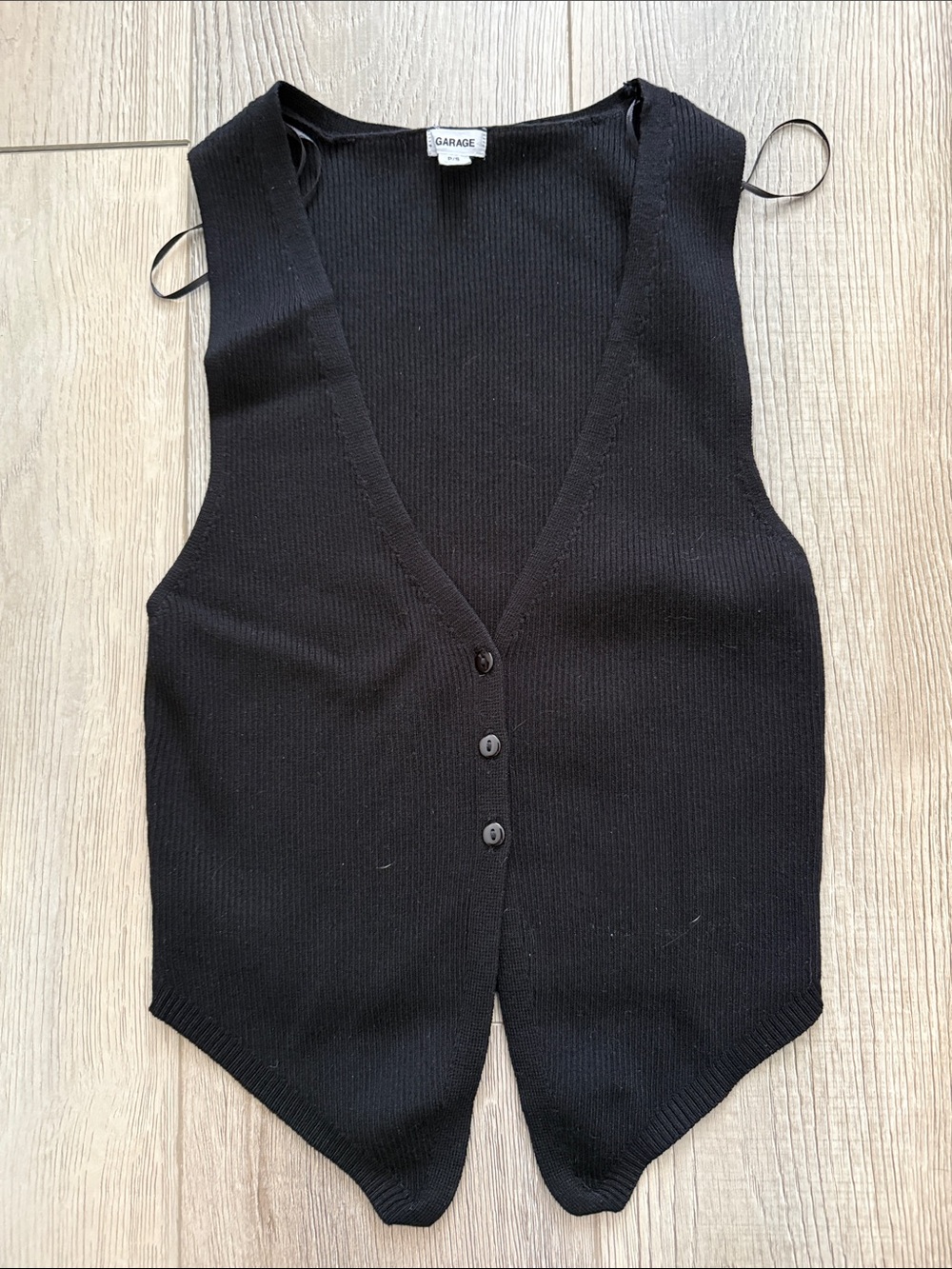 Garage black Ribbed Button-Front Knit Vest